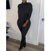 Lovely Casual Half A Turtleneck Basic Black Lounge
