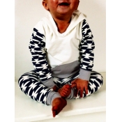 Lovely Casual Hooded Collar Print Patchwork White 