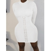 Lovely Sexy Bandage Design White Mini Dress