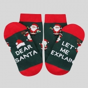 Lovely Christmas Print Patchwork Red Socks