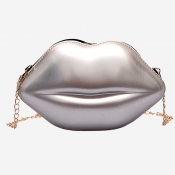 Lovely Trendy Lip Silver Crossbody Bags
