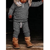 Lovely Sportswear O Neck Basic Grey Boy Two-piece 