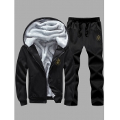 LW Men Hooded Collar Zipper Design Pants Set