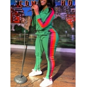 LW Plus Size  Hooded Collar Patchwork Pants Set