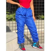 Lovely Casual Fold Design Blue Pants