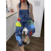 LW Trendy Print Blue One-piece Jumpsuit