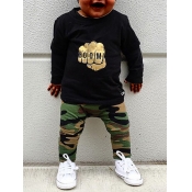 Lovely Boy Sportswear Hooded Collar Camo Print Gre