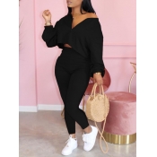 LW V Neck Zipper Design Pants Set