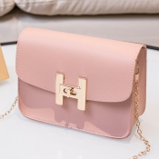 Lovely Trendy Chain Strap Pink Crossbody Bag