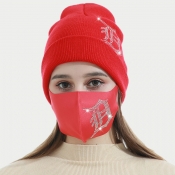 Lovely Letter Red Face Mask(With Hat)