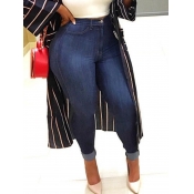 Lovely Casual Basic Skinny Deep Blue Jeans