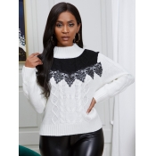 Lovely Stylish Lace Patchwork White Sweater