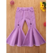 Lovely Trendy Broken Holes Purple Girl Jeans