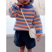 Lovely Casual Striped Print Blue Girl Sweater