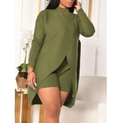 Lovely Plus Size Casual Turtleneck Asymmetrical Gr