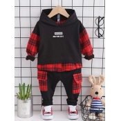 Lovely Street Hooded Collar Letter Print Red Boy T