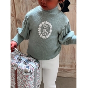 Lovely Casual Half A Turtleneck Print Light Green 