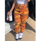 Lovely Street Camo Print Orange Pants