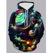 Lovely Casual Hooded Collar Starry Sky Print Multi