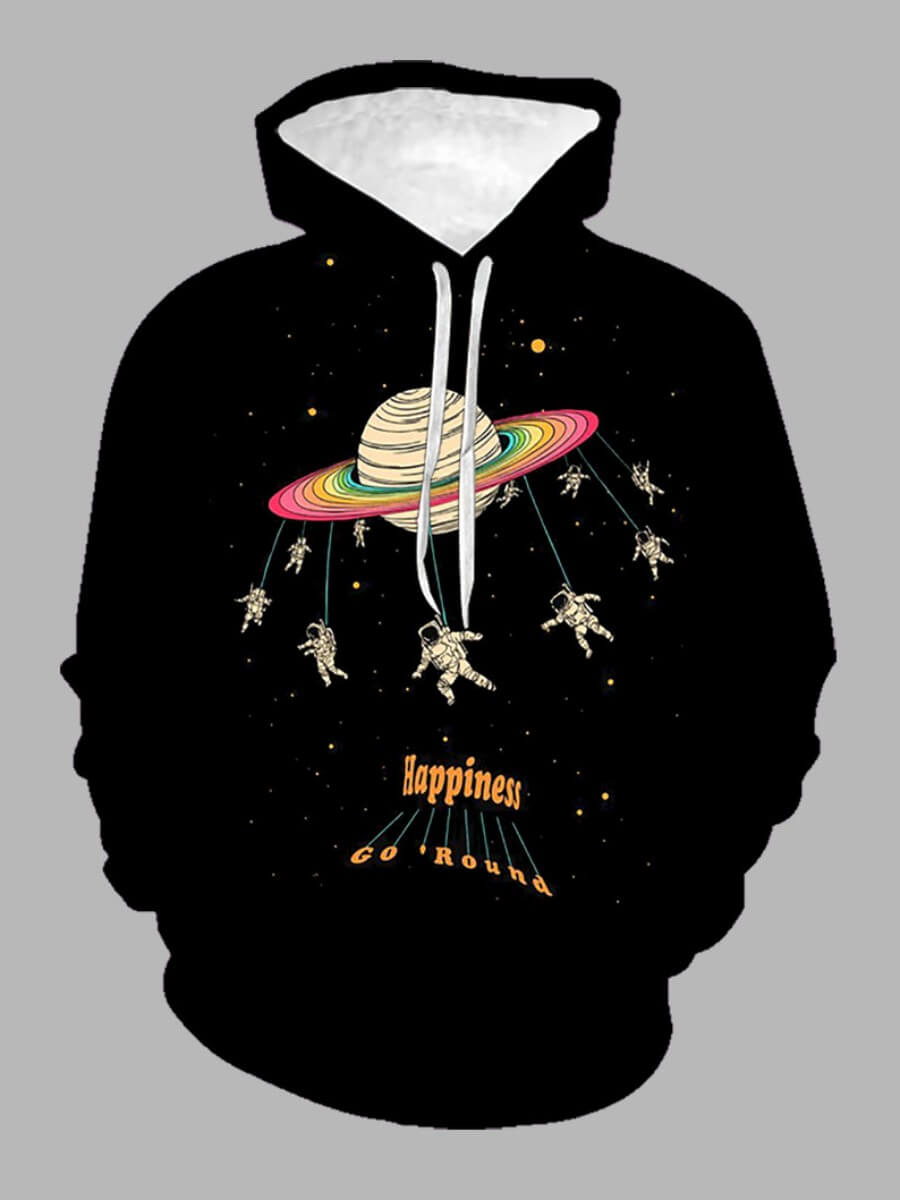 

Lovely Trendy Hooded Collar Print Black Boy Hoodie