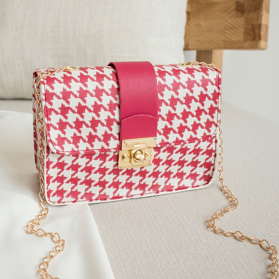 

Lovely Chic Chain Print Strap Watermelon Red Crossbody Bag