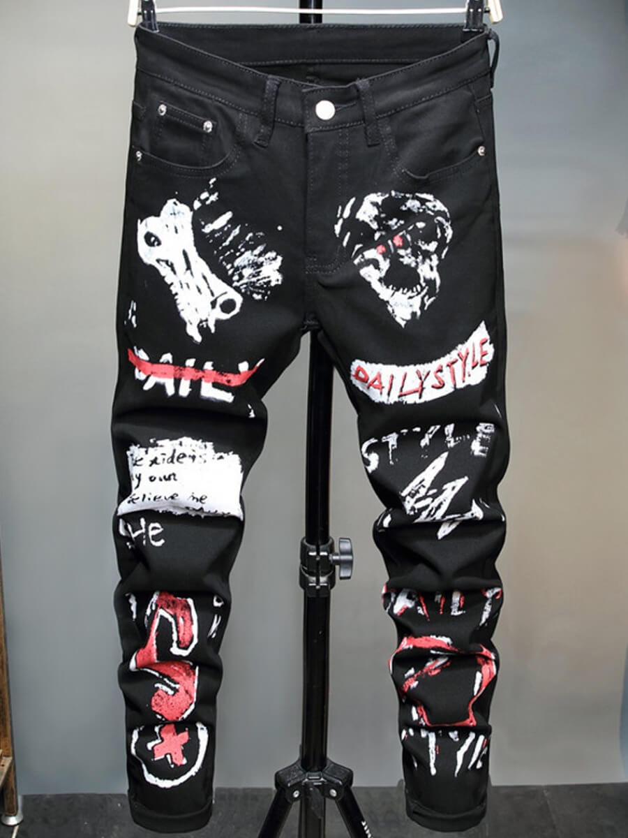 

Lovely Street Print Black Men Jeans
