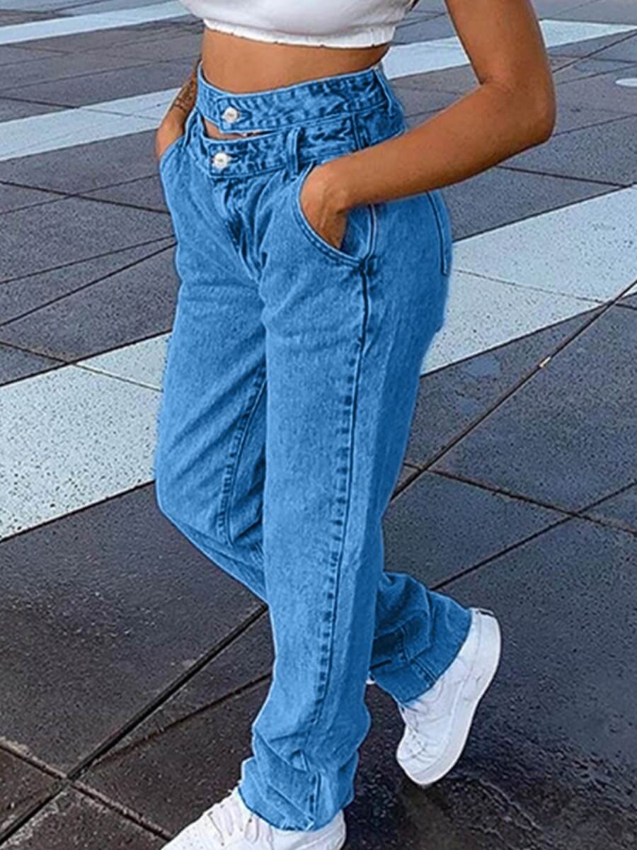 

Lovely Casual Hollow-out Deep Blue Jeans