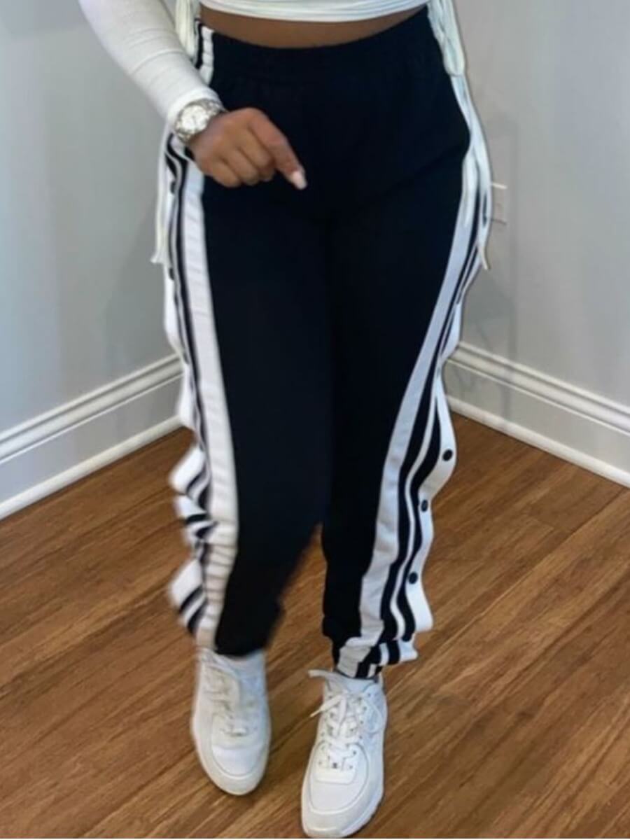 

Lovely Casual Patchwork Black Pants
