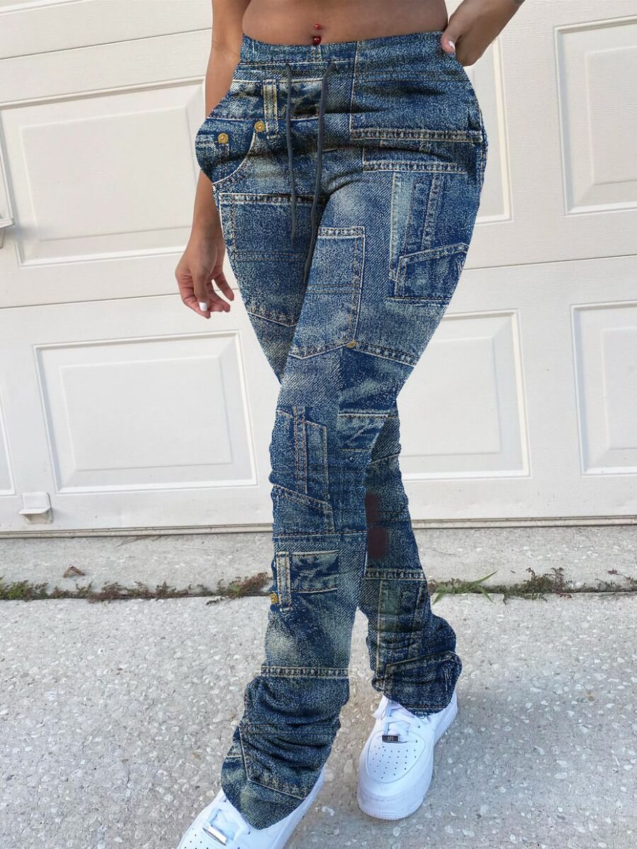LW Street Patchwork Blue Pants