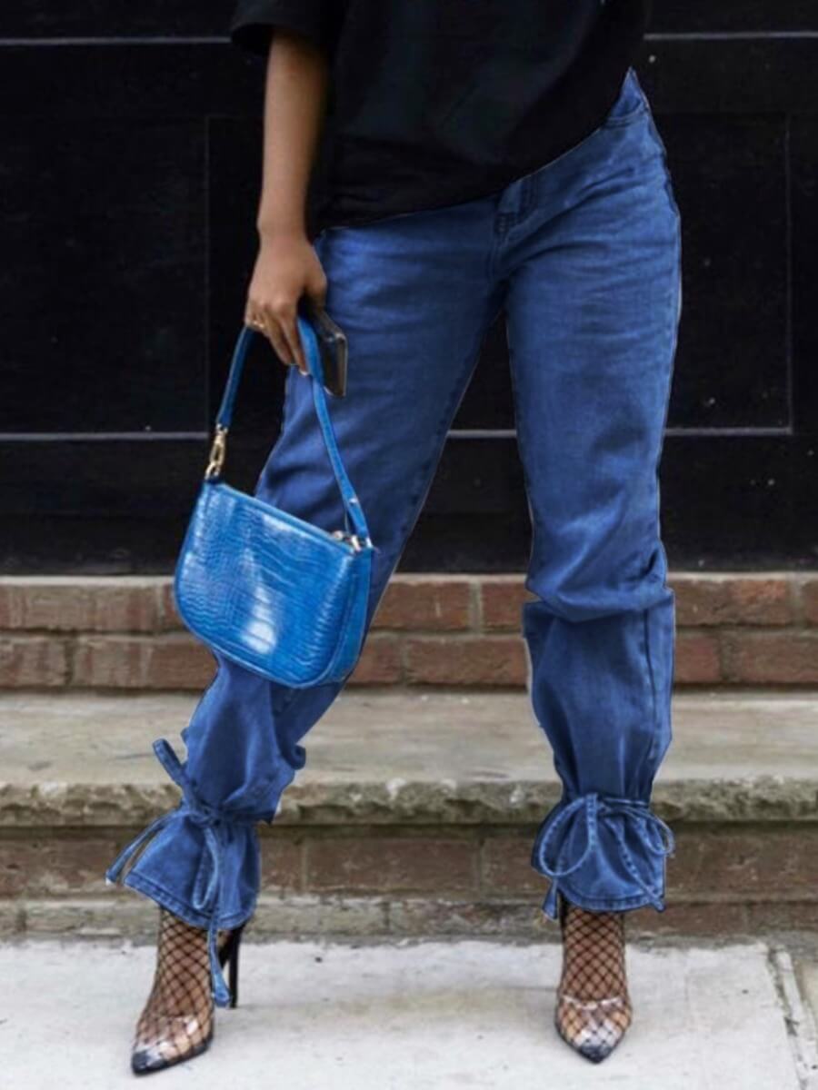 

Lovely Street Bandage Design Deep Blue Jeans
