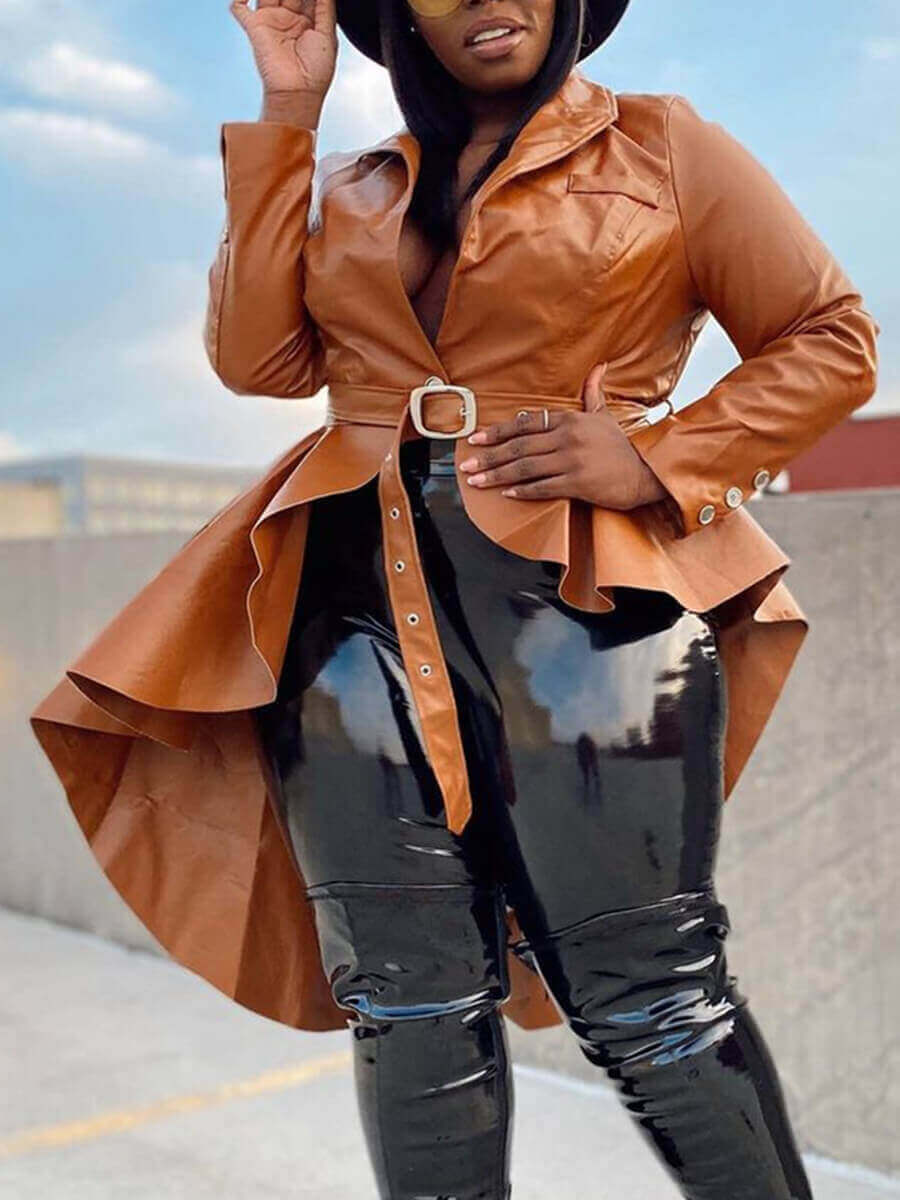 

Lovely Trendy Asymmetrical Brown Leather