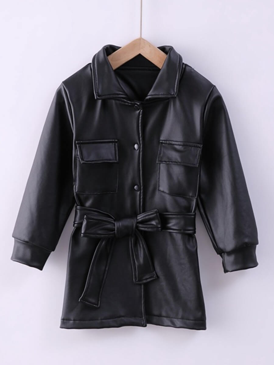 

Lovely Casual Shirt Collar Pocket Patched Black Boy Coat