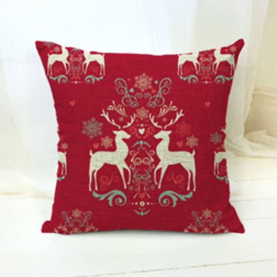 

Lovely Christmas Day Print Red Decorative Pillow Case