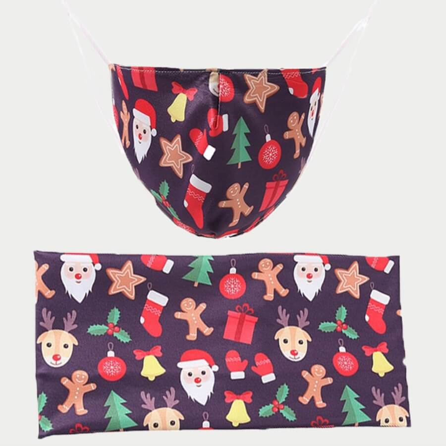 

Lovely Christmas Print Multicolor Face Mask, Multi