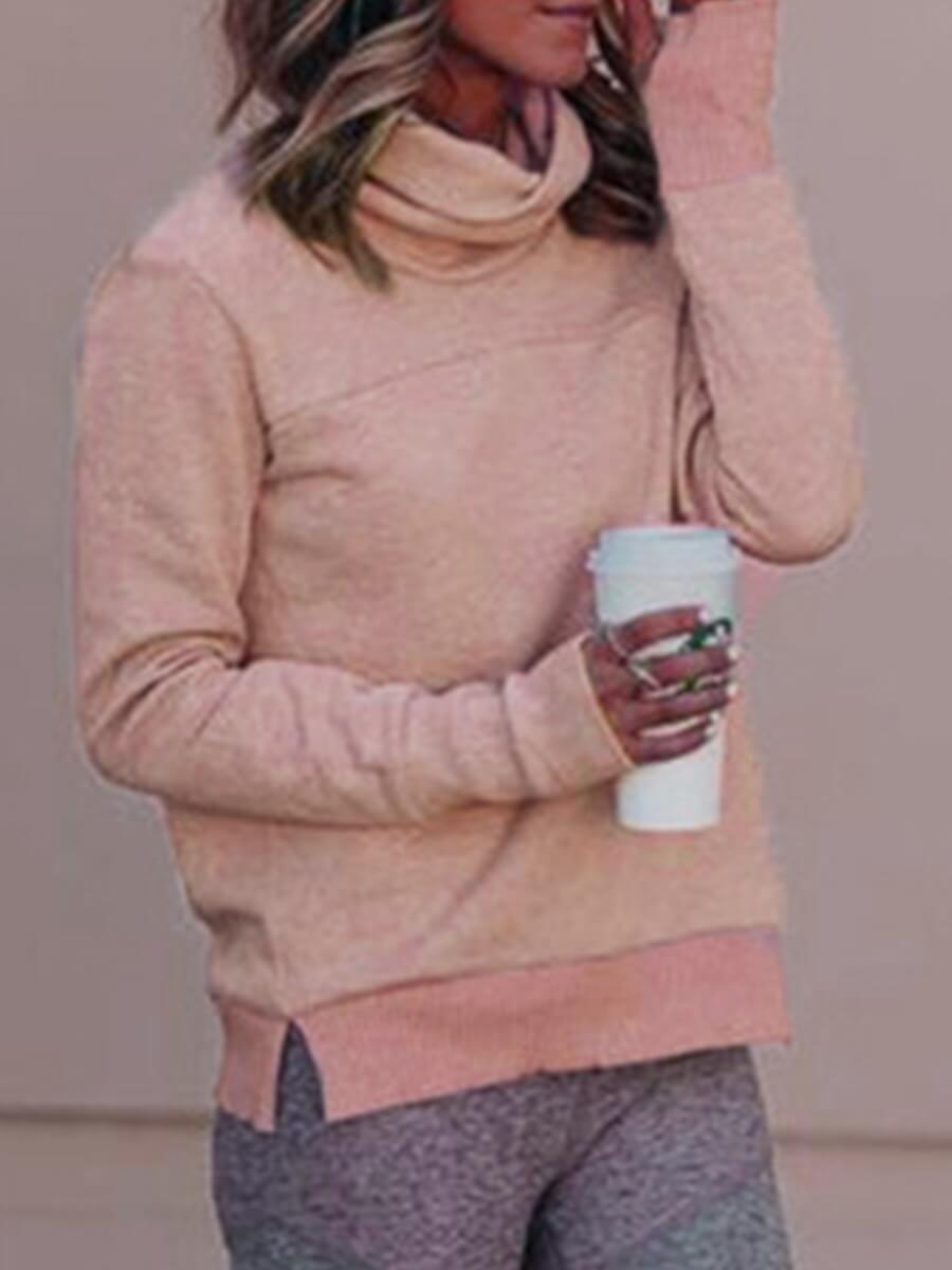 

Lovely Casual High Neck Side Slit Gray Powder Hoodie