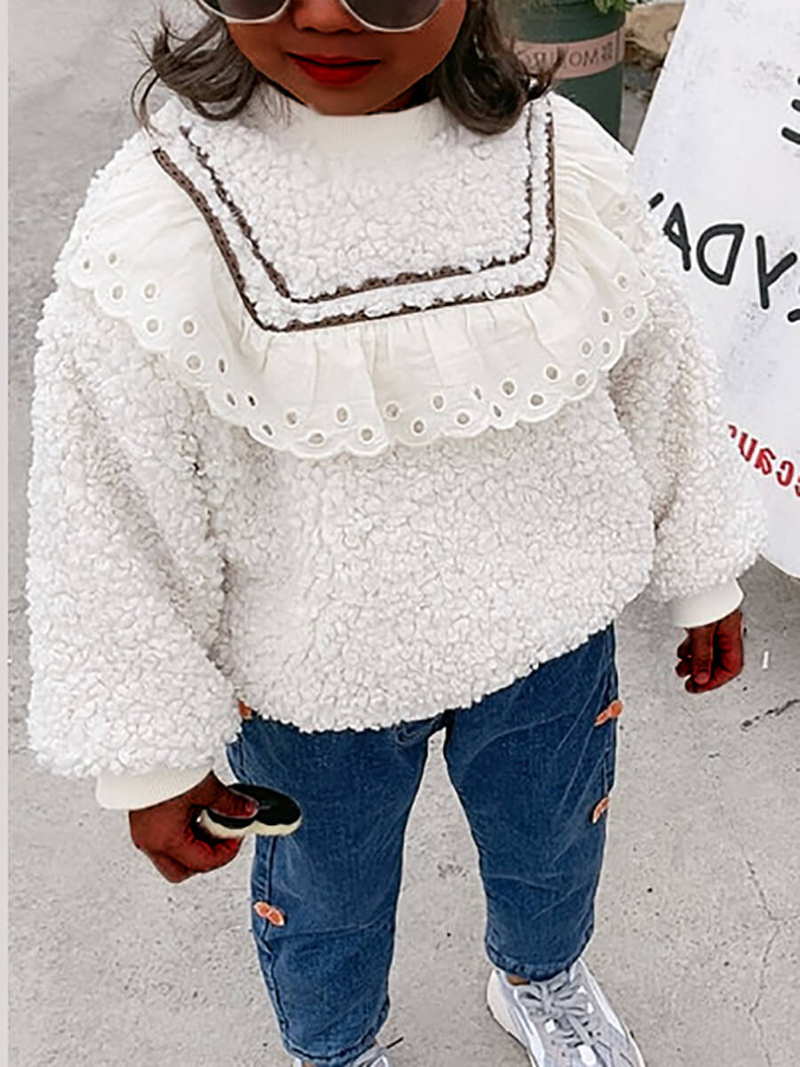 

Lovely Sweet O Neck Patchwork Beige Girl Hoodie