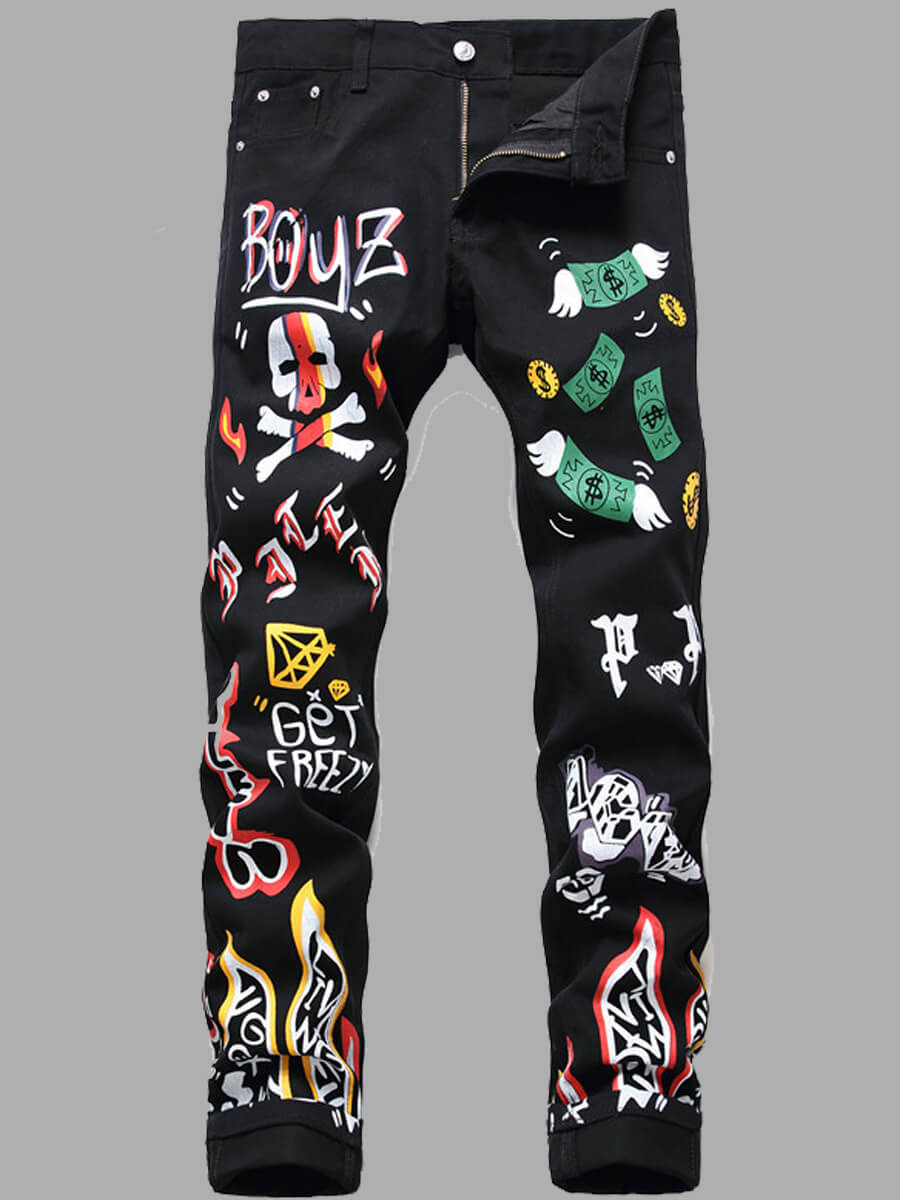 

Lovely Trendy Print Black Men Jeans