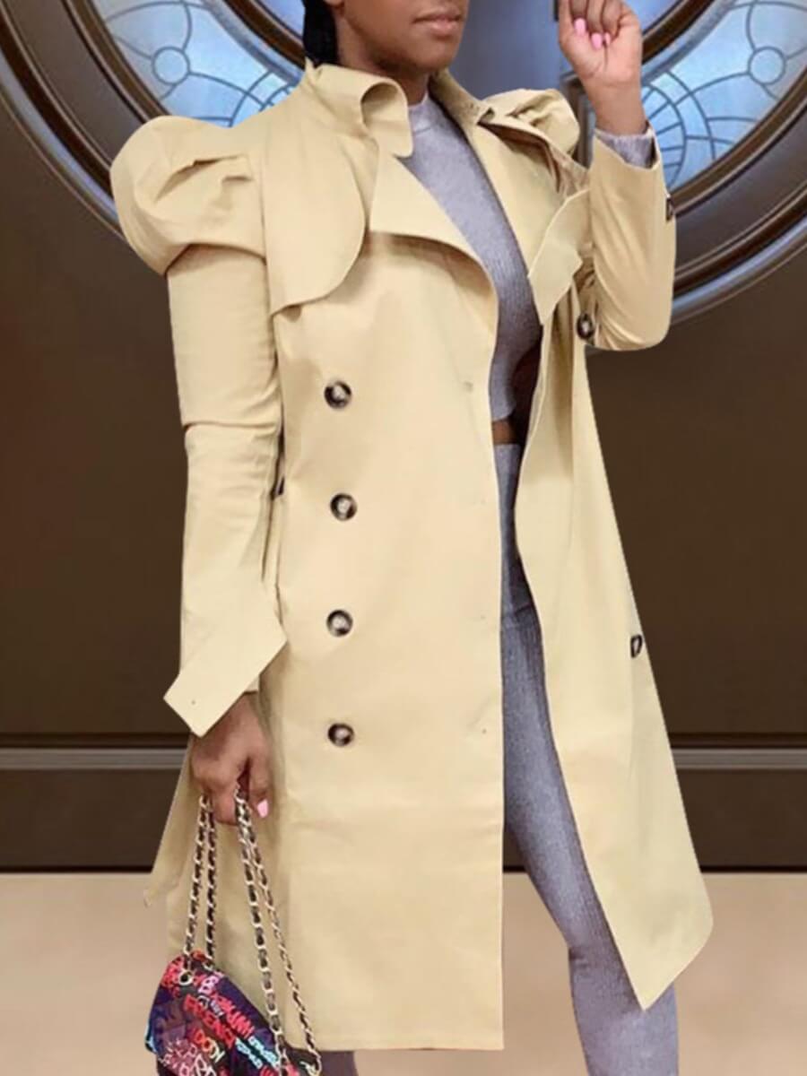 

LW Trendy Button Design Khaki Trench Coat