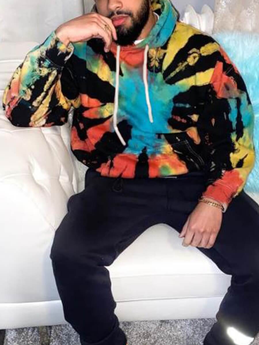 

Lovely Casual Hooded Collar Tie-dye Black Men Hoodie