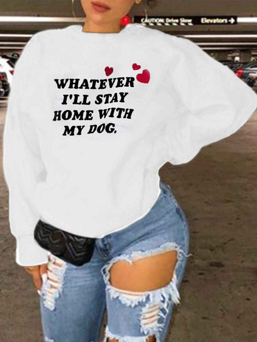 

Lovely Casual O Neck Letter Print White Plus Size Hoodie