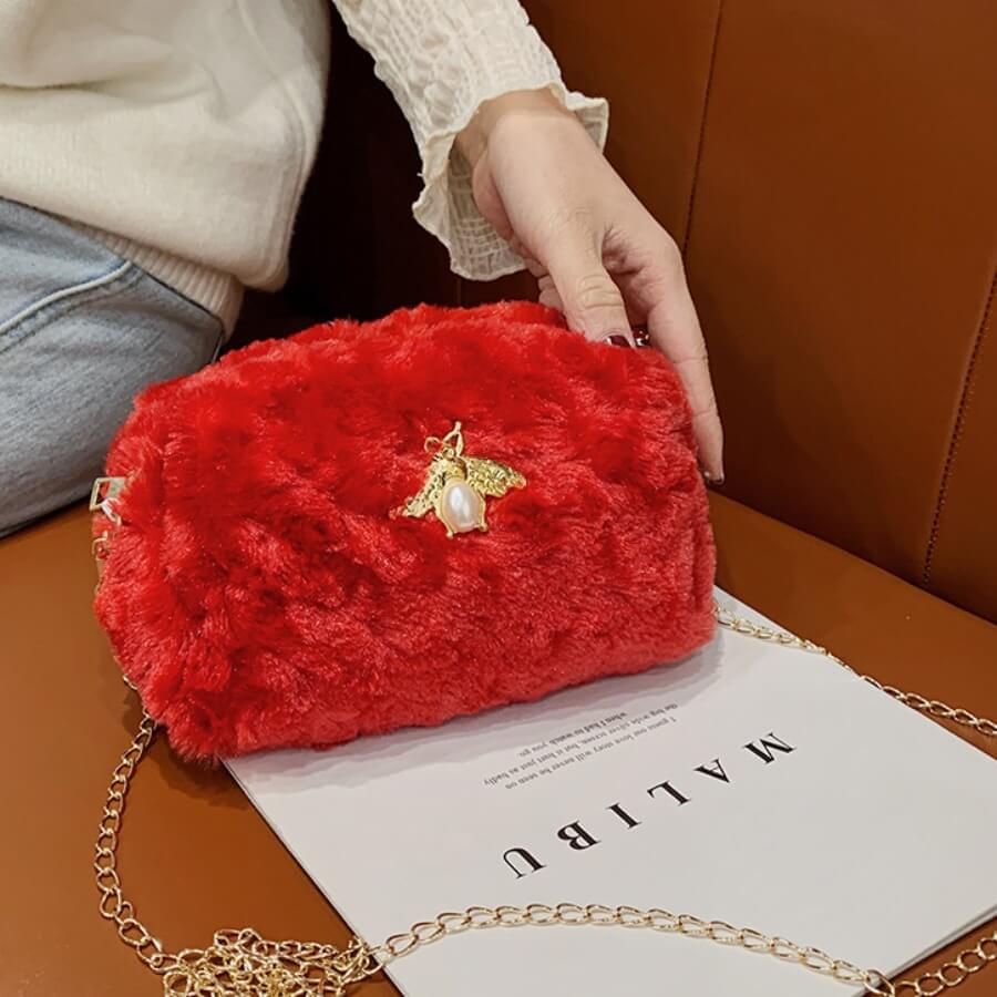 Lovely Casual Chain Strap Red Crossbody Bag