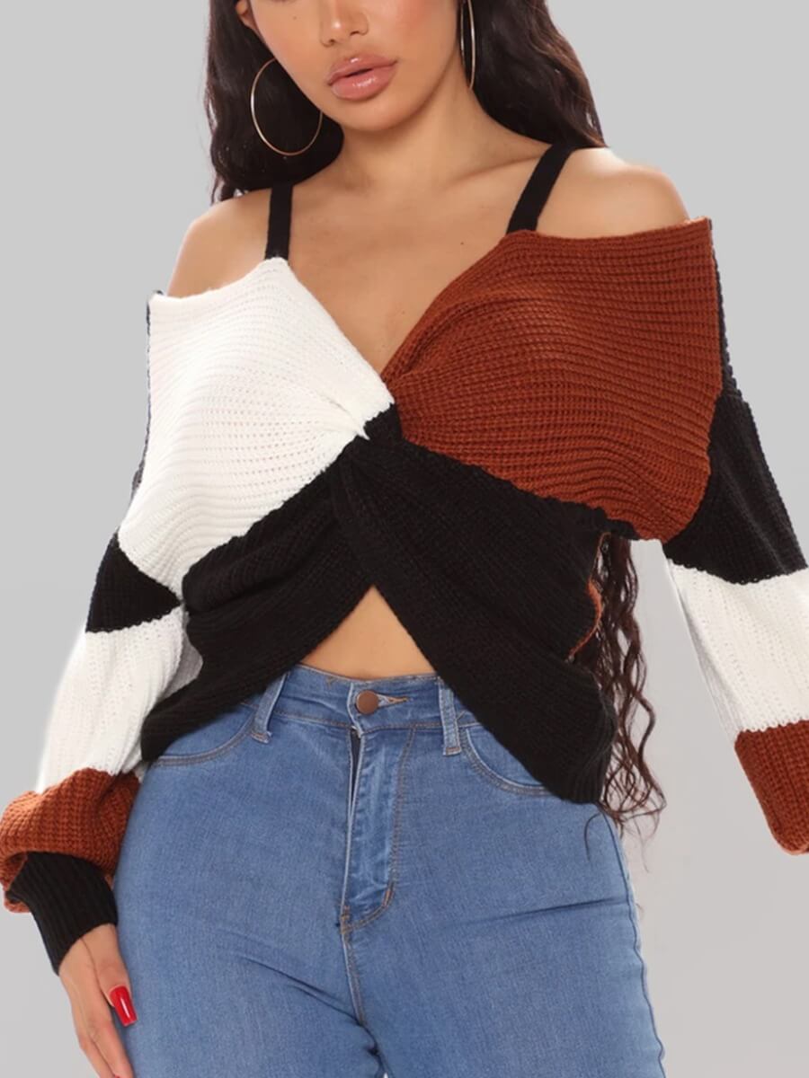 

Lovely Street Patchwork Hollow-out Black Sweater