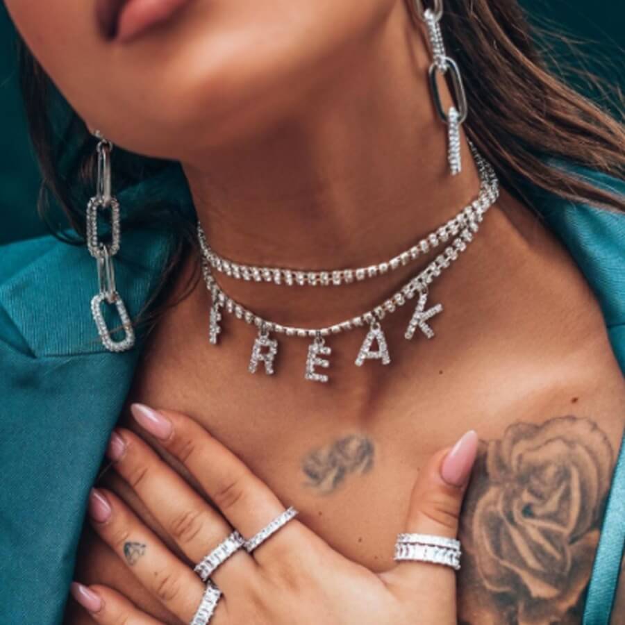 

Lovely Trendy Letter Silver Necklace