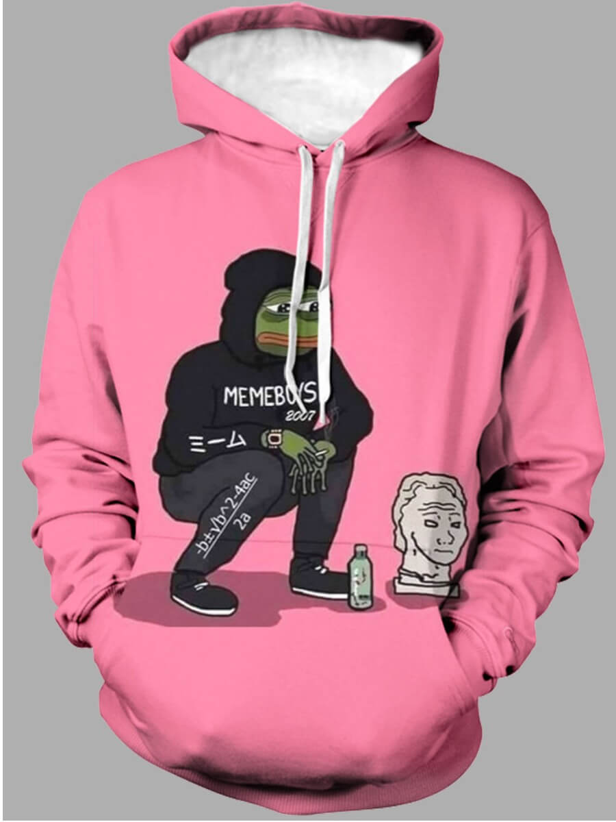 

Lovely Leisure Hooded Collar Print Pink Men Hoodie