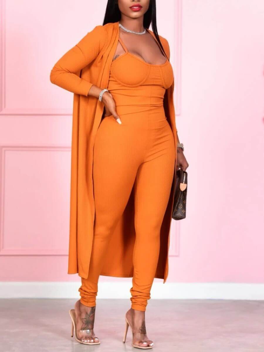 

Lovely Trendy Basic Skinny Croci Two Piece Pants Set