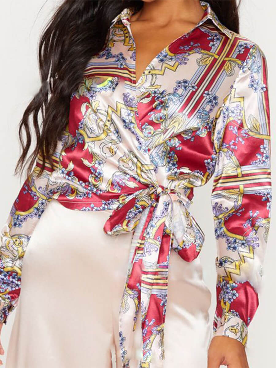 

Lovely Stylish Print Patchwork Multicolor Blouse, Multi