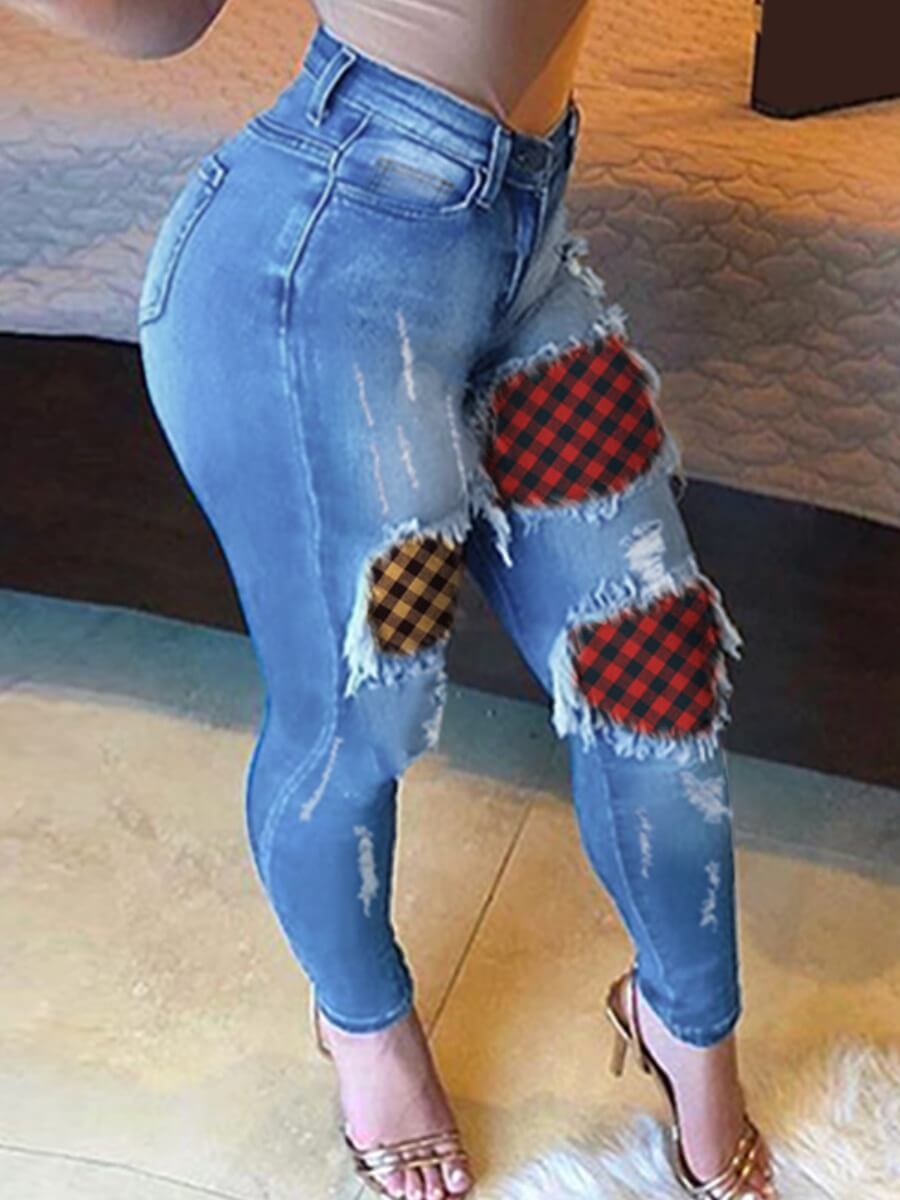

Lovely Street Patchwork Baby Blue Jeans