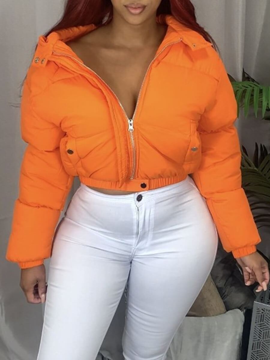 

Lovely Trendy Hooded Collar Zipper Design Croci Parka