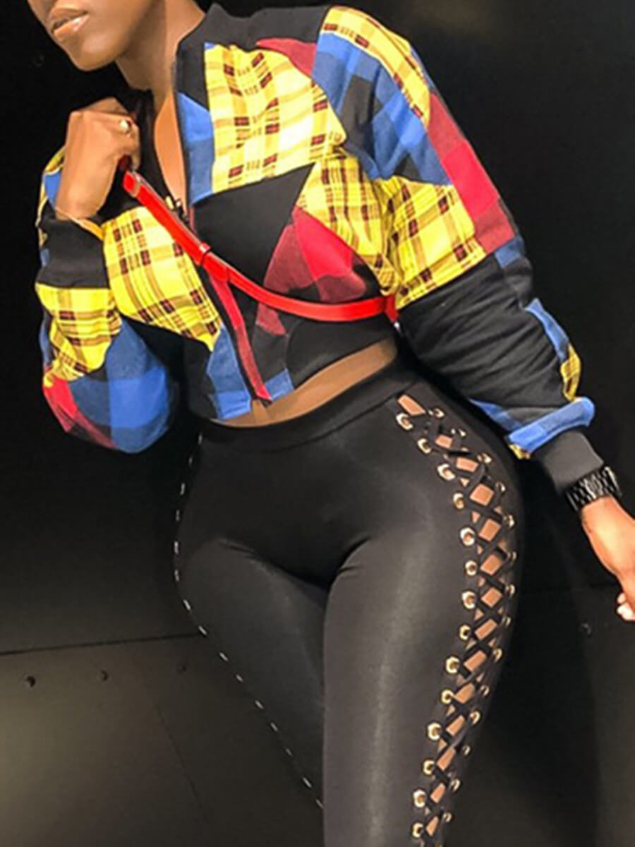 

Lovely Stylish Plaid Print Patchwork Multicolor Jacket, Multi