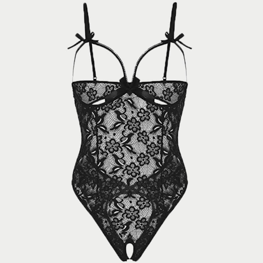 

Lovely Sexy Lace See-through Black Teddies